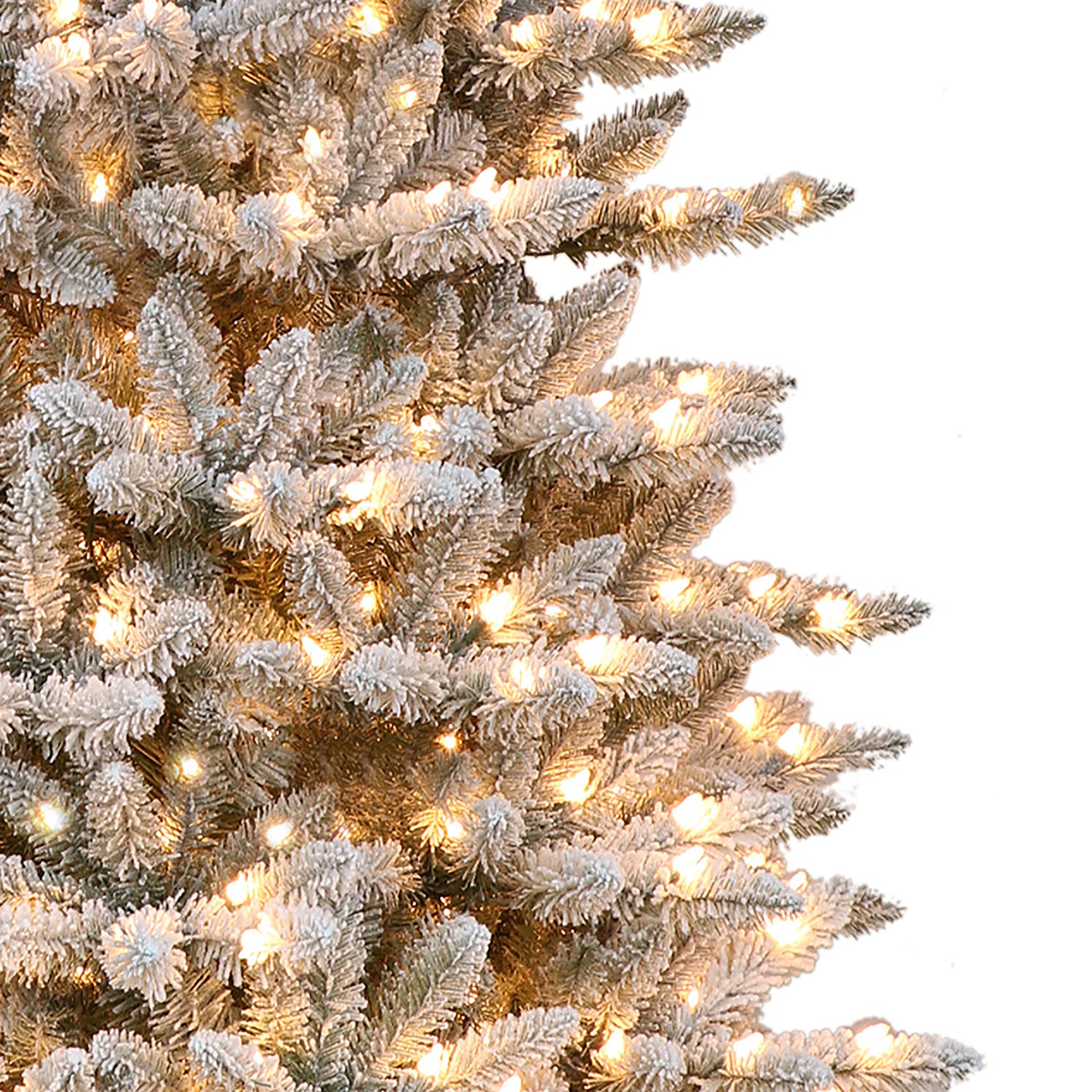 9ft Pre-Lit Slim Flocked Fraser Fir Christmas Tree